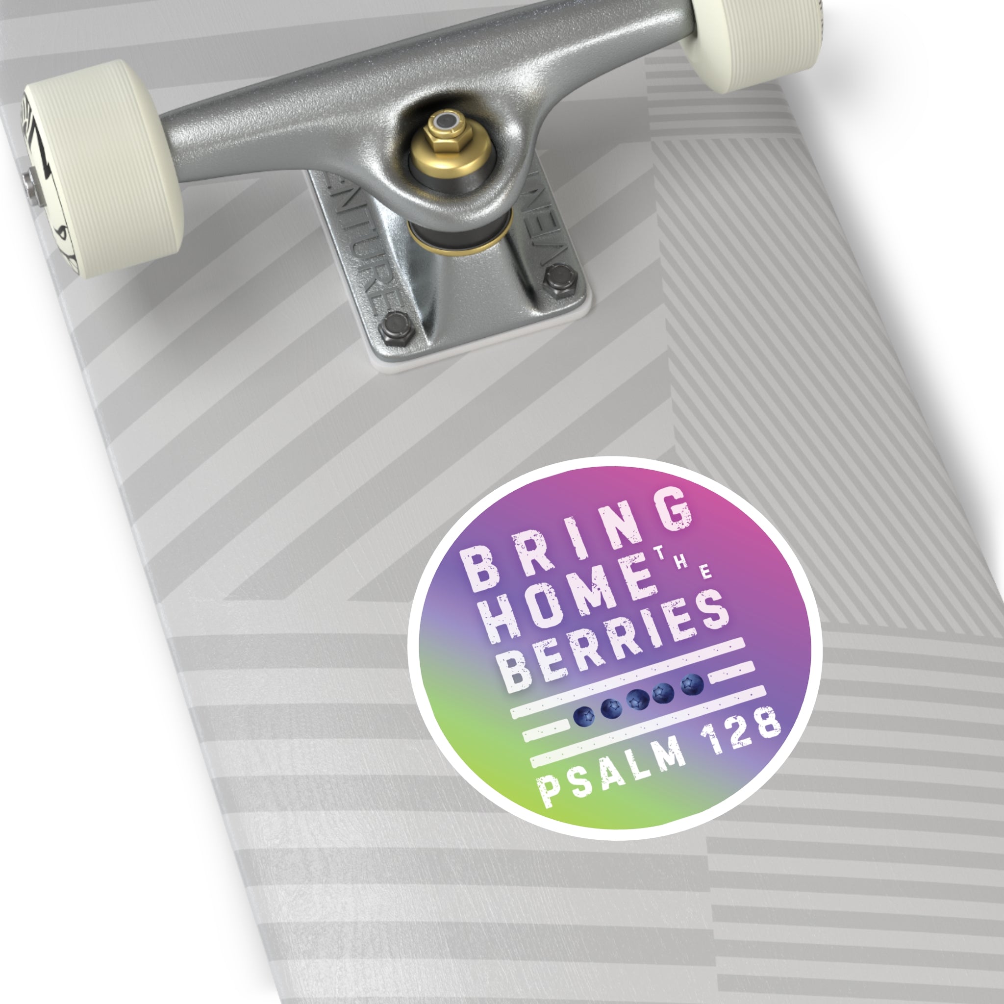 Round Sticker — BHtB PSLM 128 - WHT - FADE GRN PNK