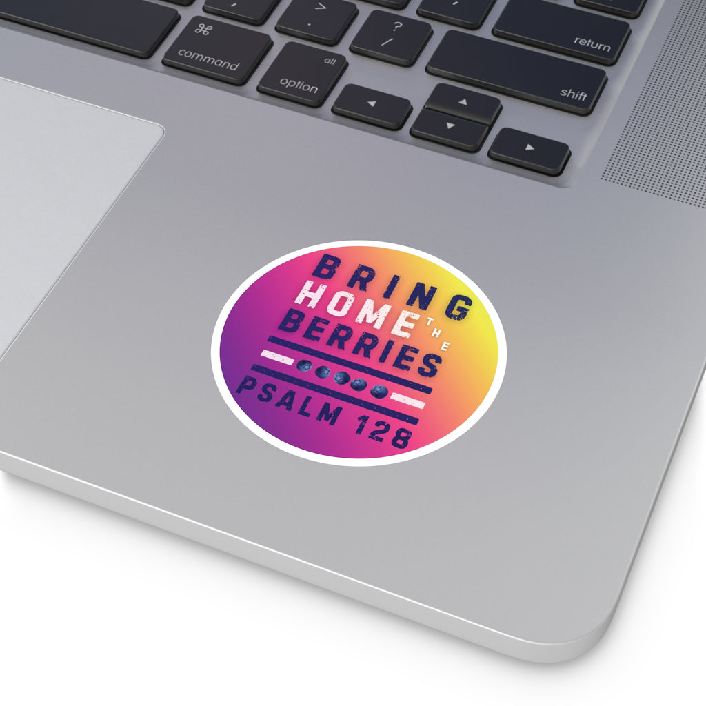 Round Sticker — BHtB PSLM 128 - WHT BLU - FD PRPL YLW