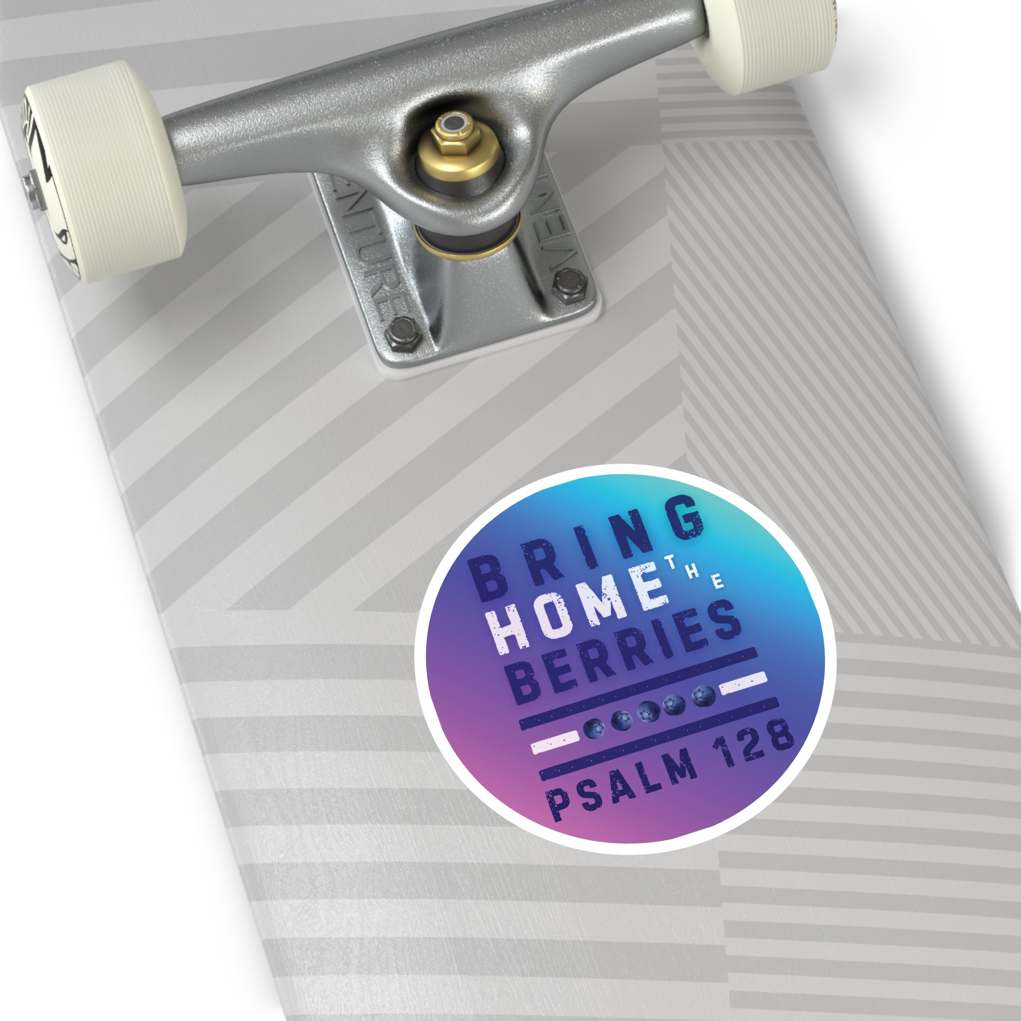 Round Sticker — BHtB PSLM 128 - WHT BLU - FD PNK BLU