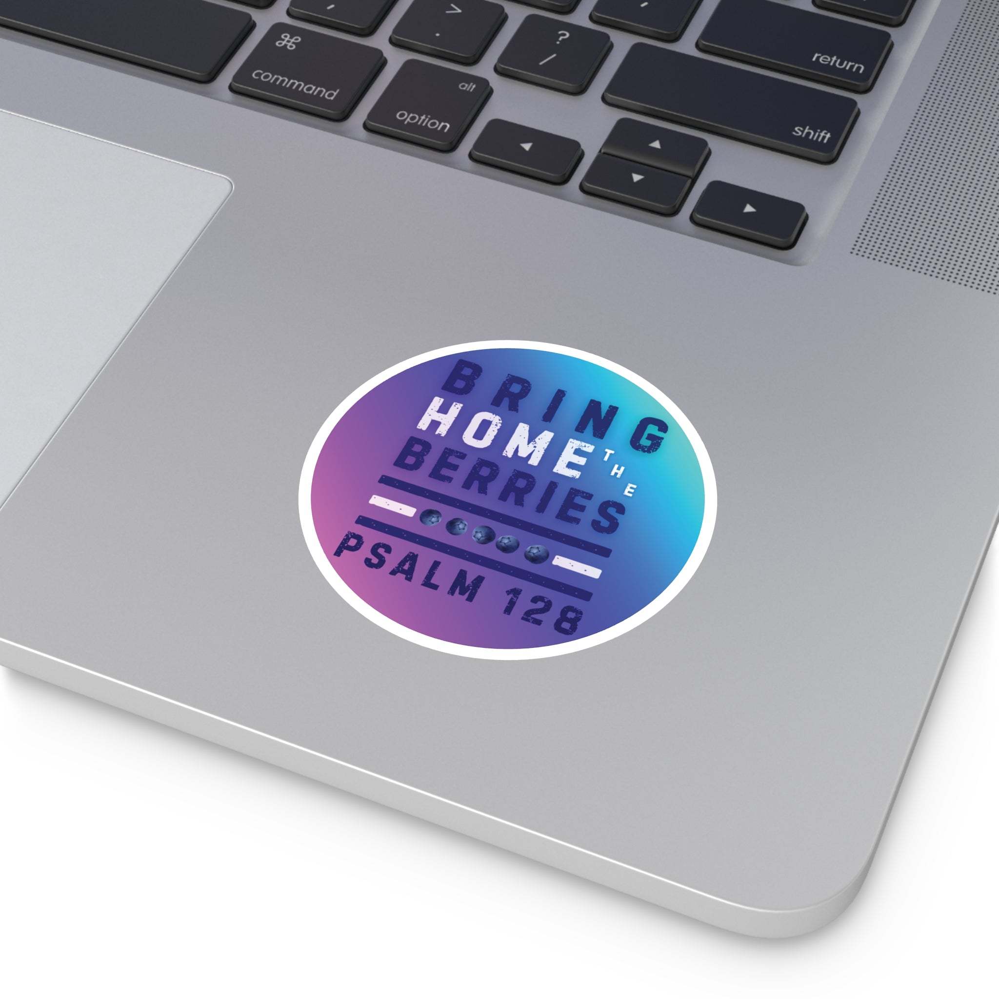 Round Sticker — BHtB PSLM 128 - WHT BLU - FD PNK BLU