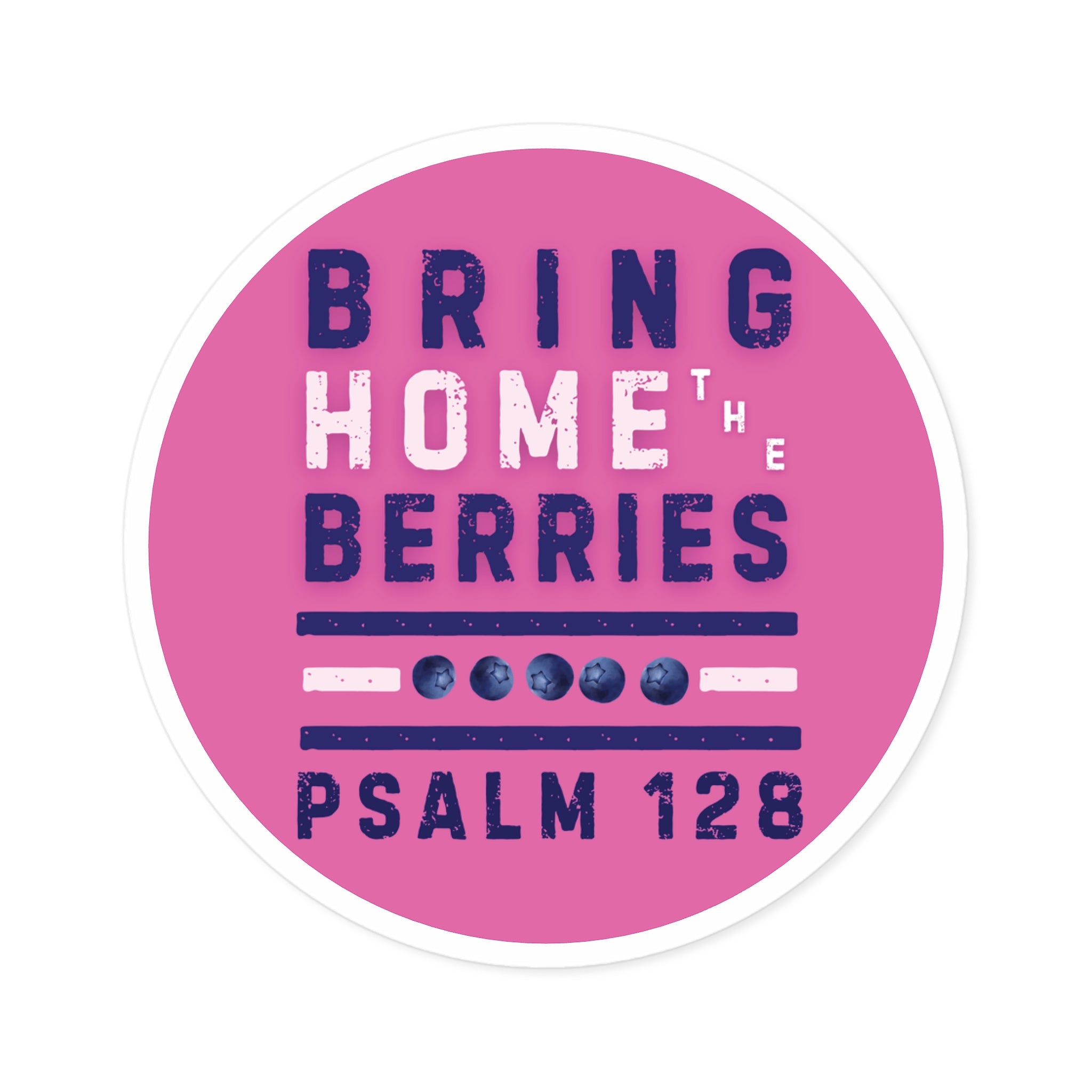 Round Sticker — BHtB PSLM 128 - WHT BLU - PNK