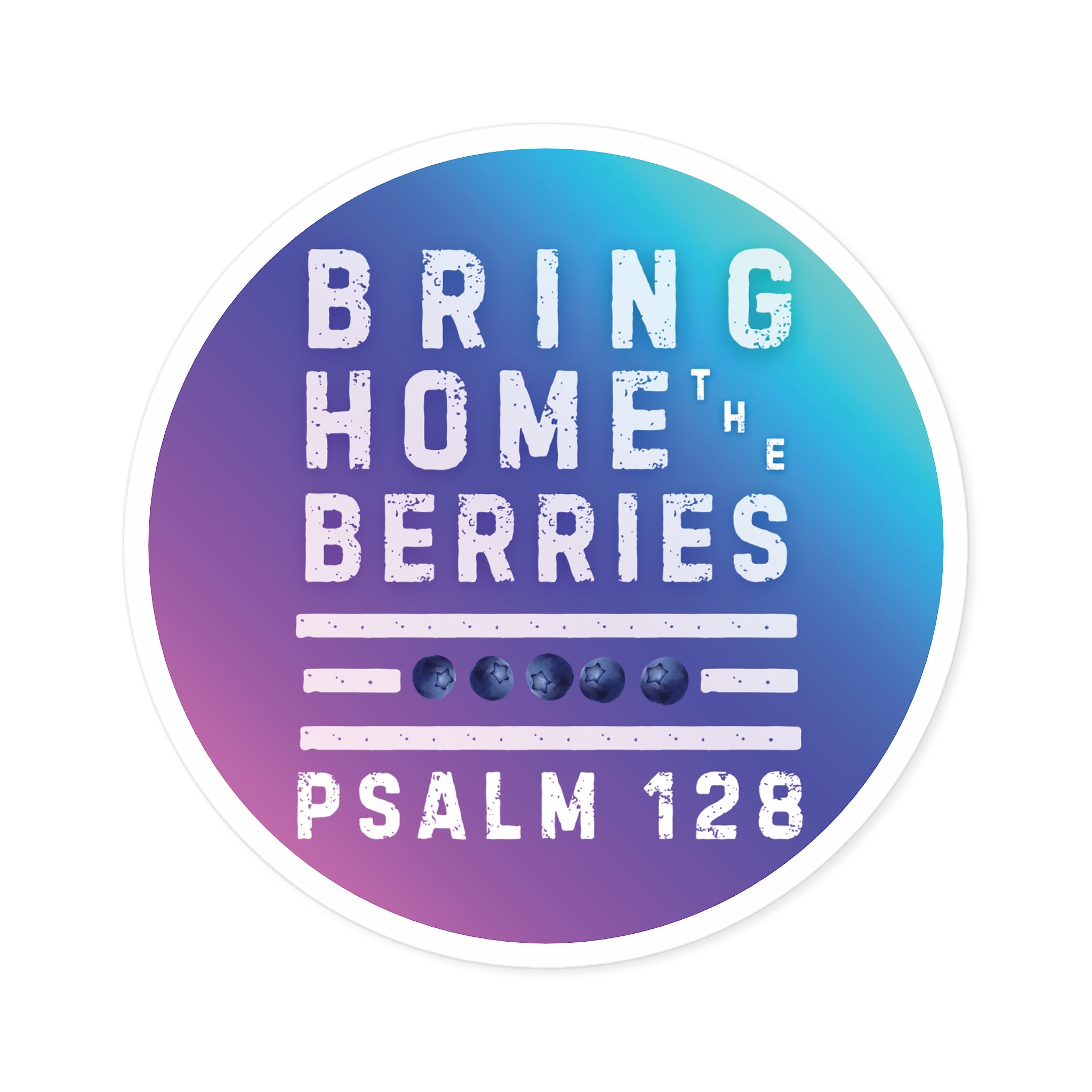 Round Sticker — BHtB PSLM 128 - WHT - FADE PNK BLU