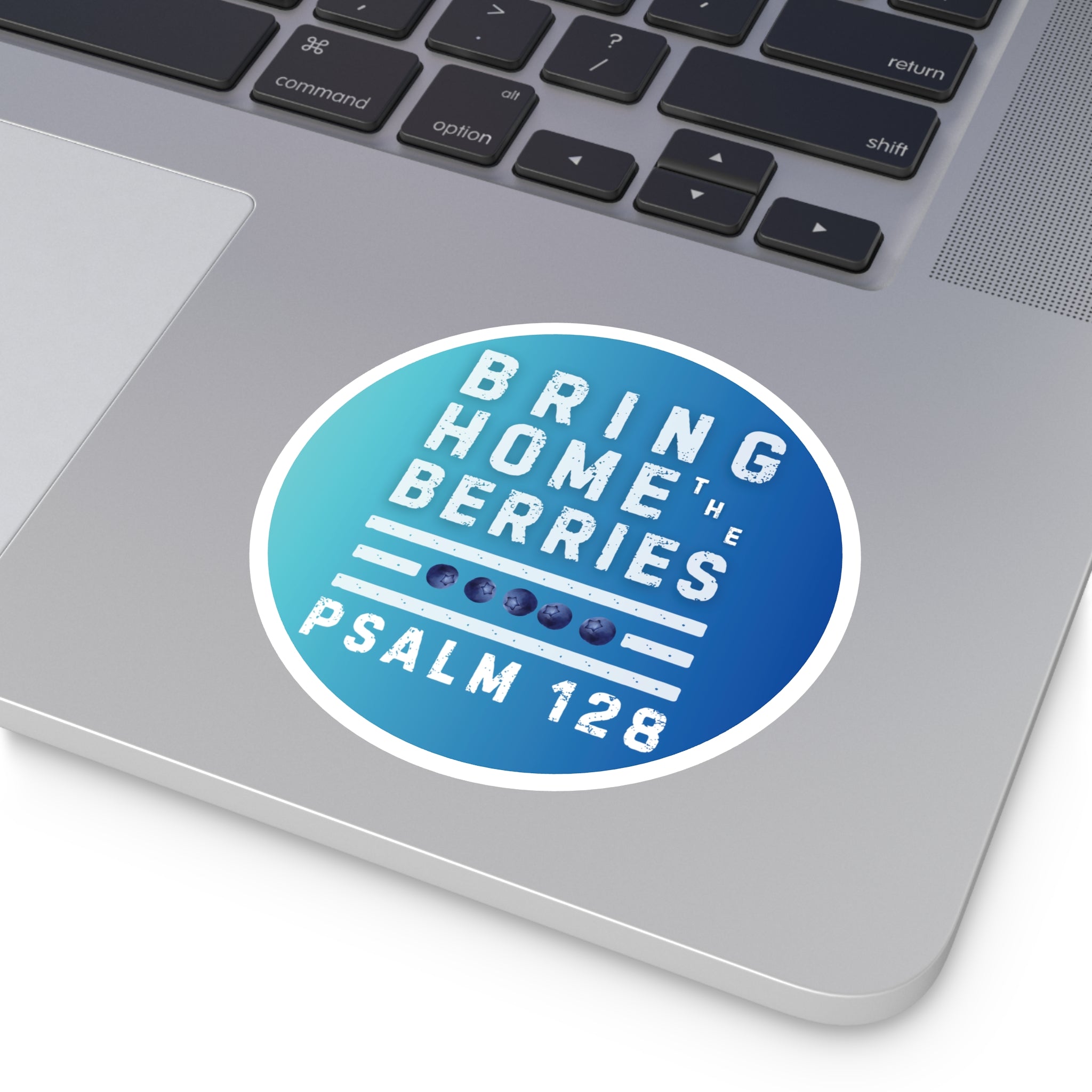 Round Sticker — BHtB PSLM 128 - WHT - FADE BLUES