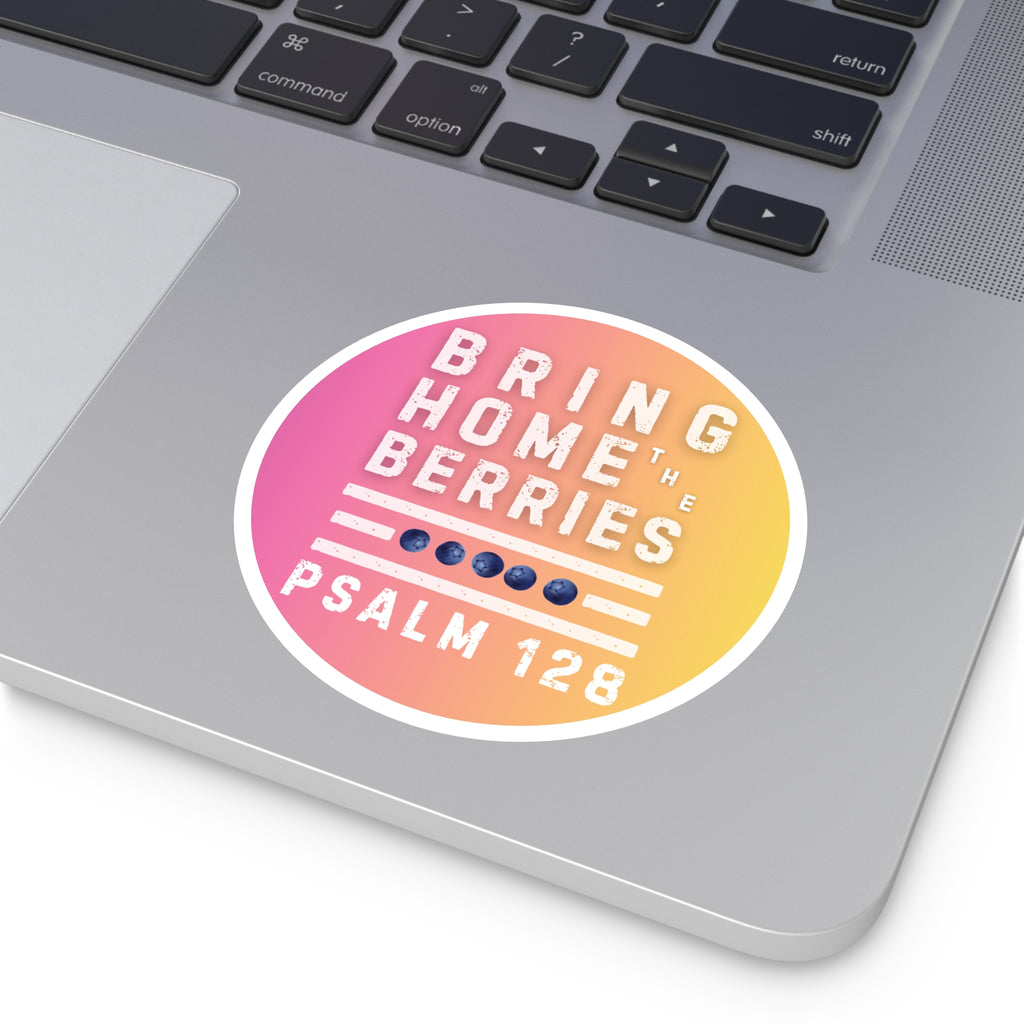 Round Sticker — BHtB PSLM 128 - WHT - FADE PNK YLLW
