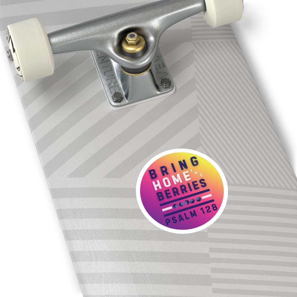 Round Sticker — BHtB PSLM 128 - WHT BLU - FD PRPL YLW