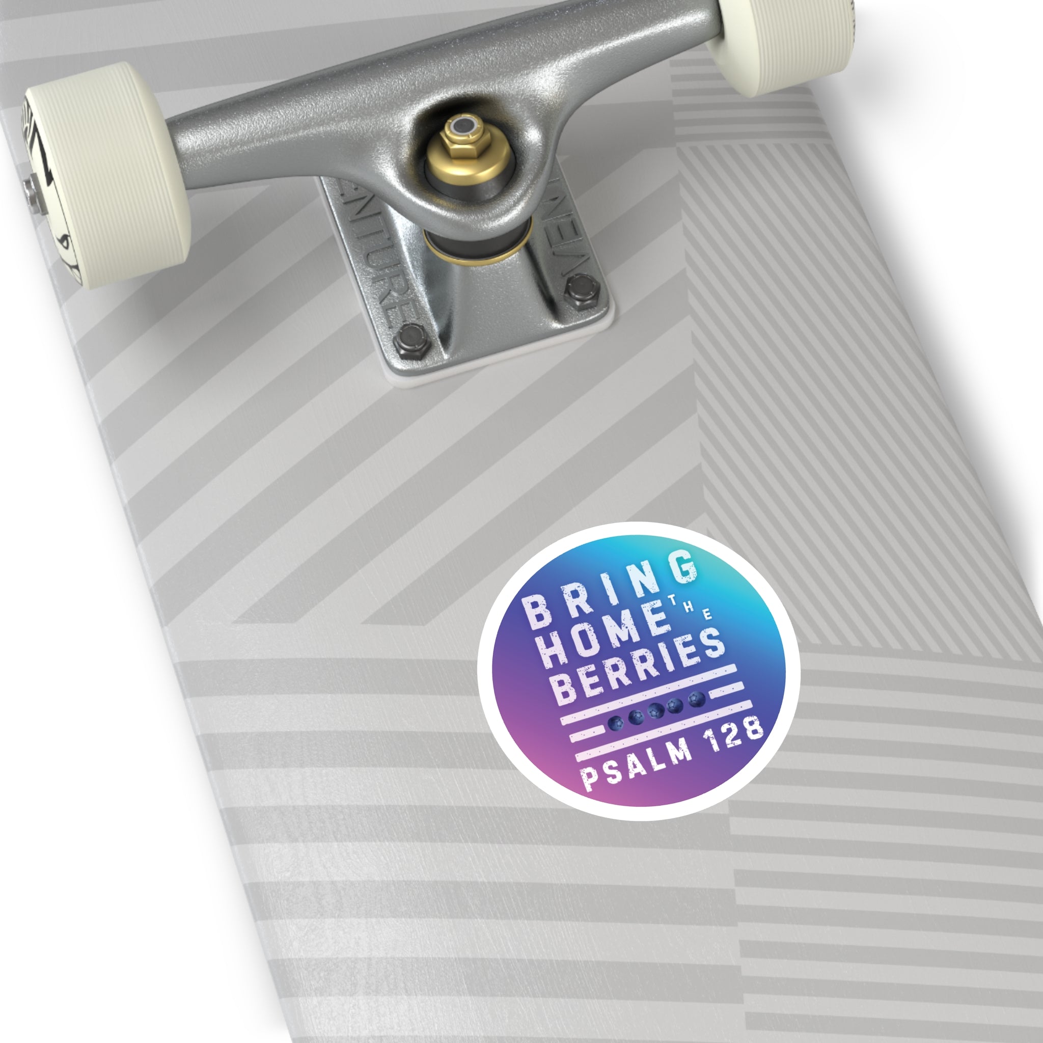 Round Sticker — BHtB PSLM 128 - WHT - FADE PNK BLU