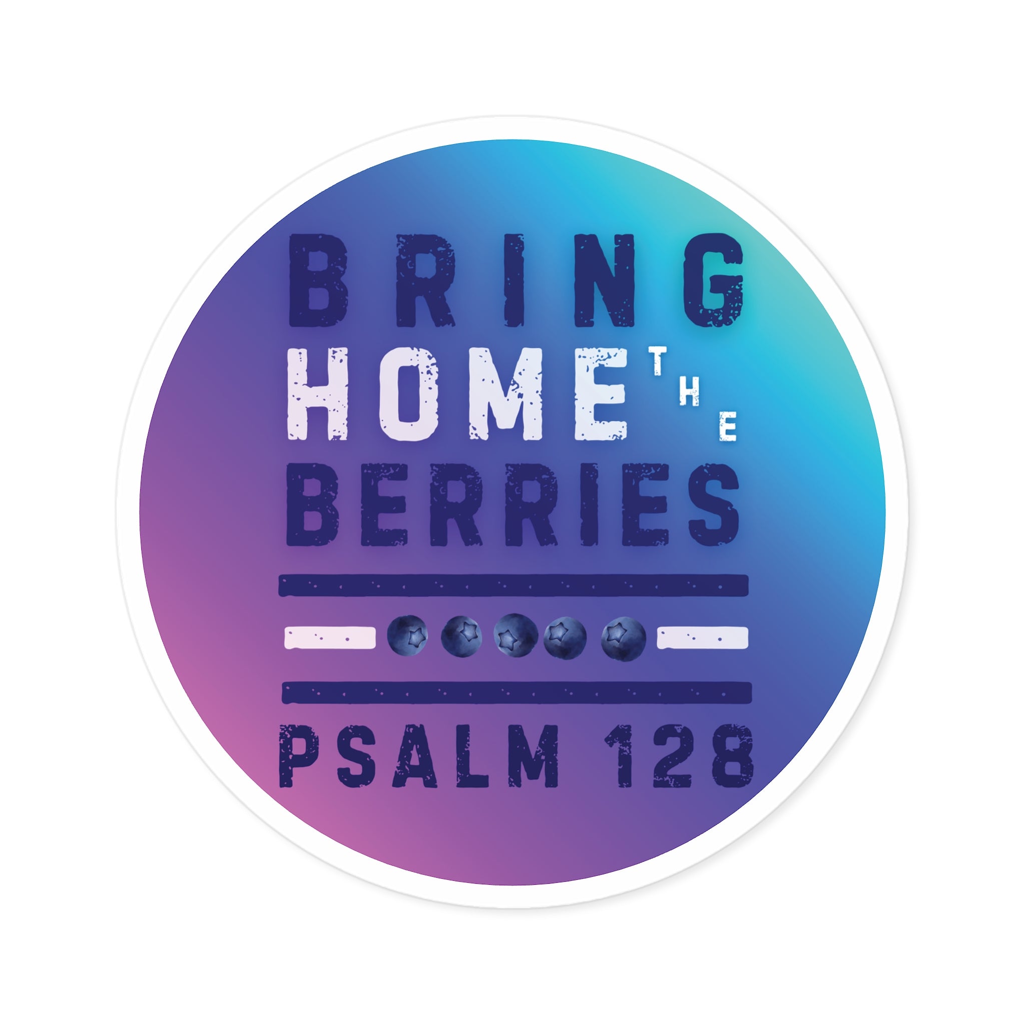 Round Sticker — BHtB PSLM 128 - WHT BLU - FD PNK BLU