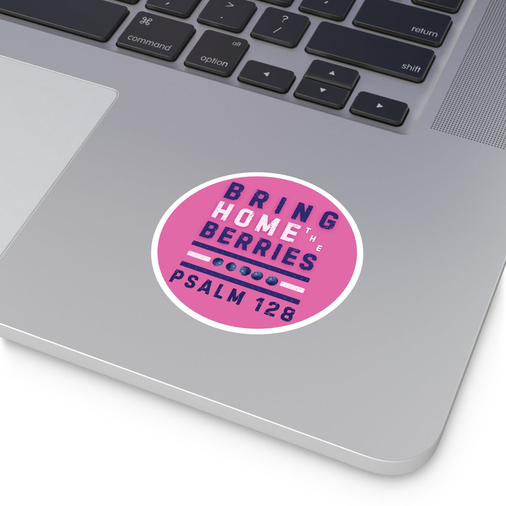 Round Sticker — BHtB PSLM 128 - WHT BLU - PNK