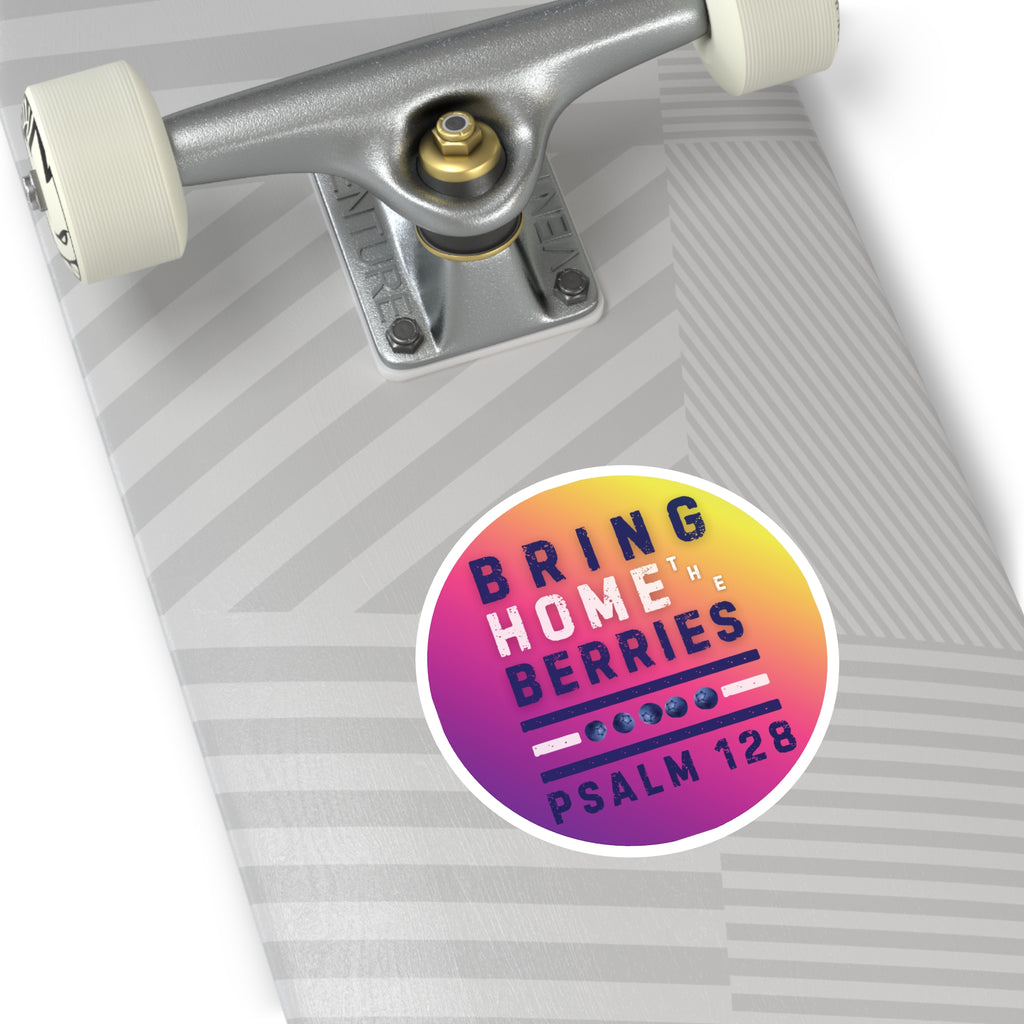 Round Sticker — BHtB PSLM 128 - WHT BLU - FD PRPL YLW