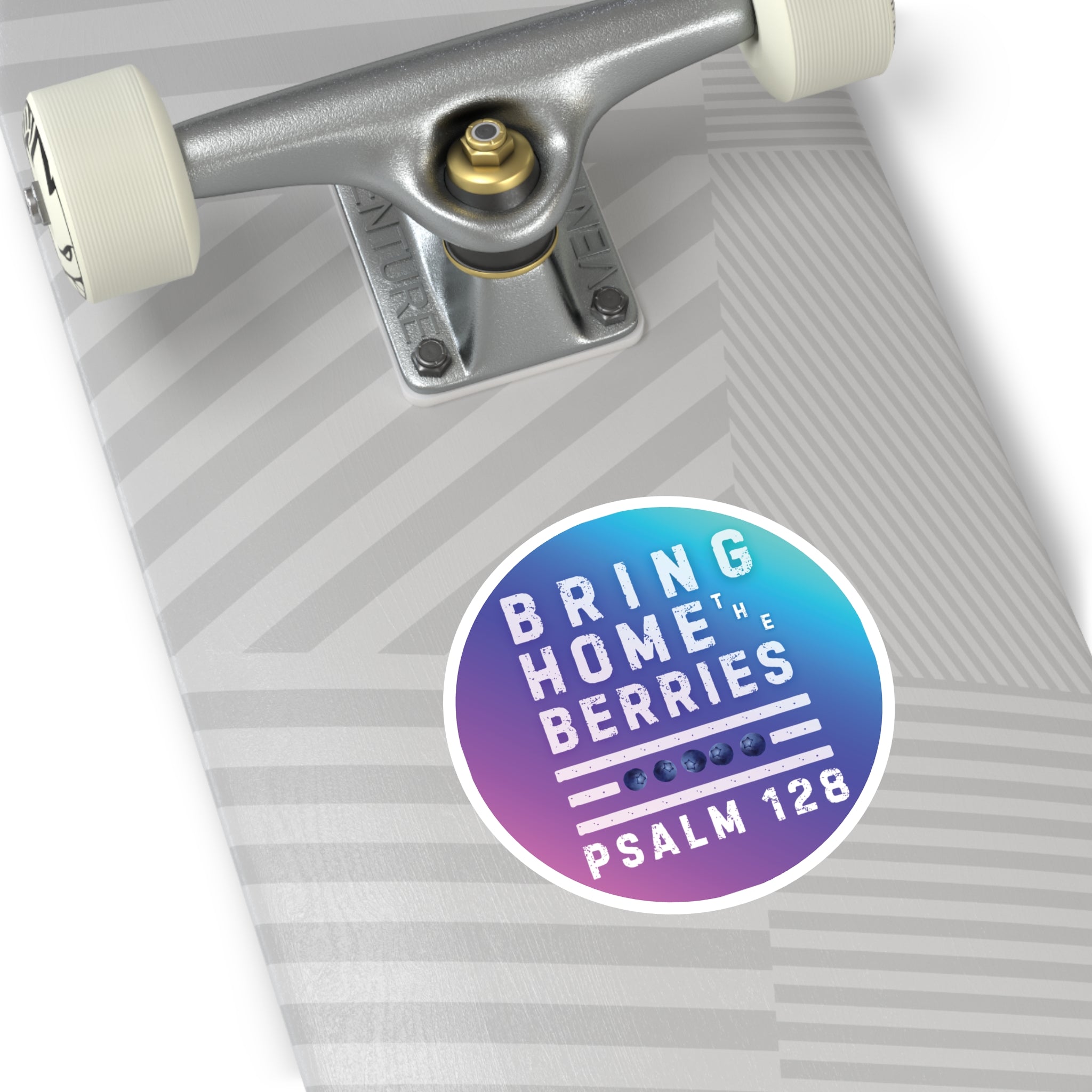 Round Sticker — BHtB PSLM 128 - WHT - FADE PNK BLU