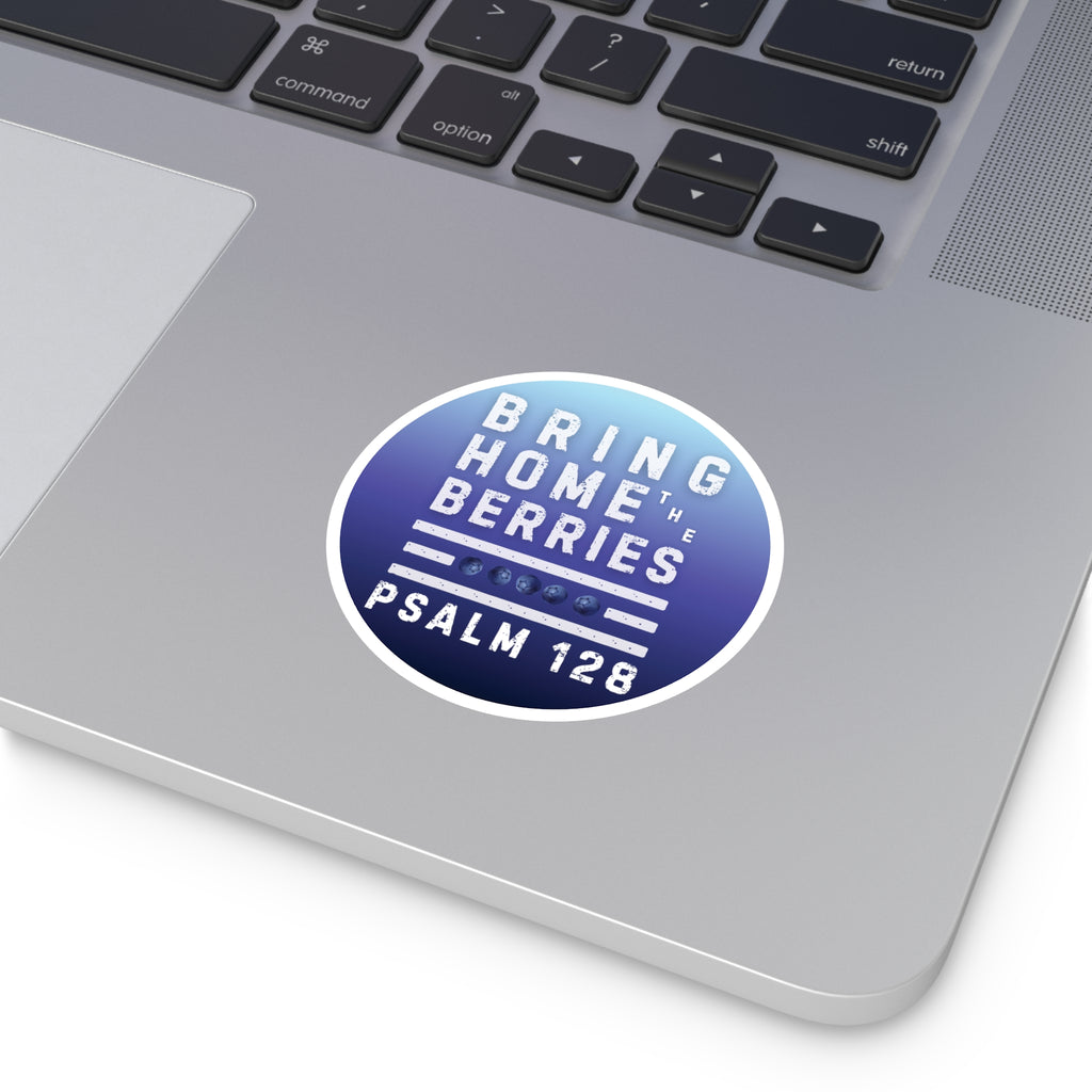 Round Sticker — BHtB PSLM 128 - WHT - FADE BLUES 2