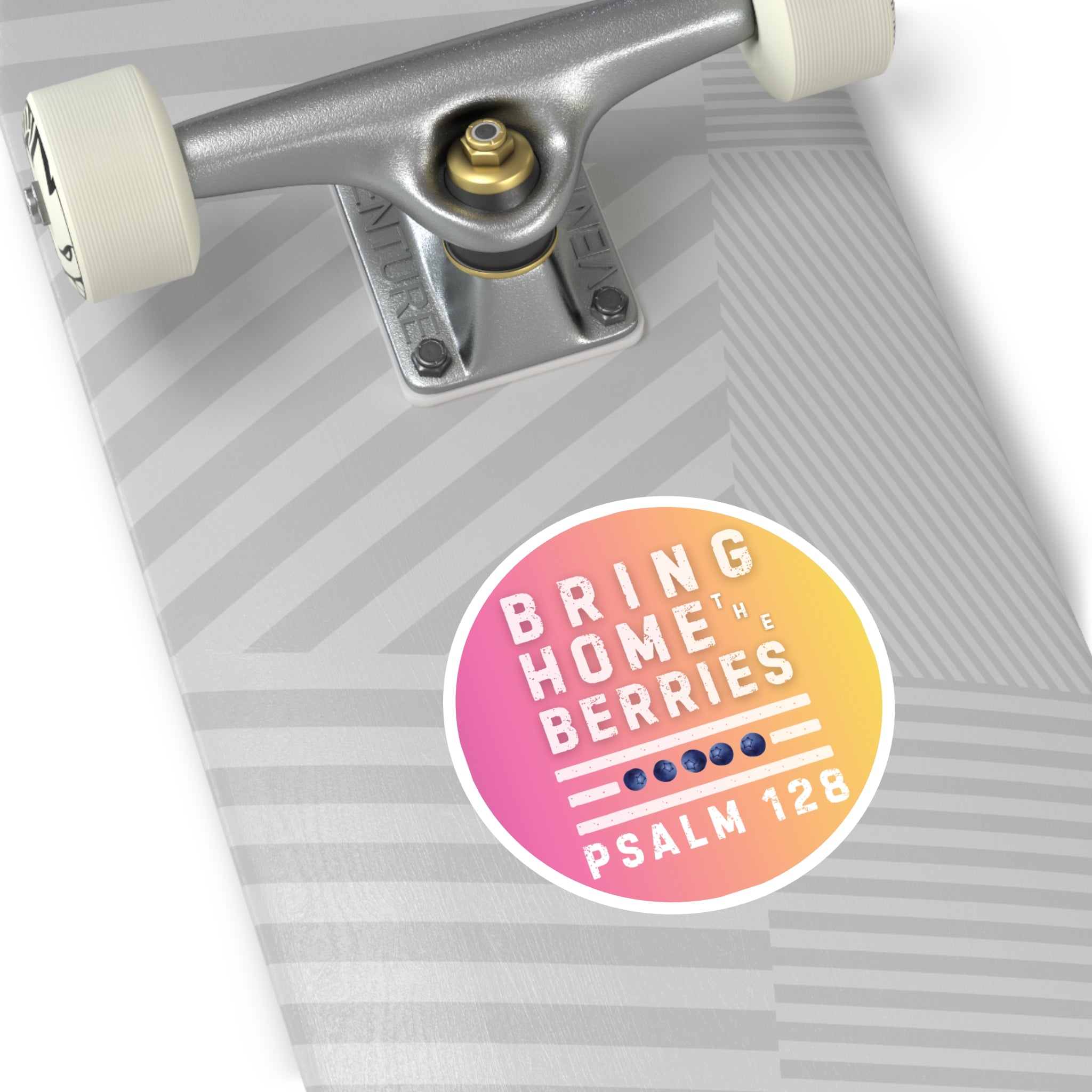 Round Sticker — BHtB PSLM 128 - WHT - FADE PNK YLLW