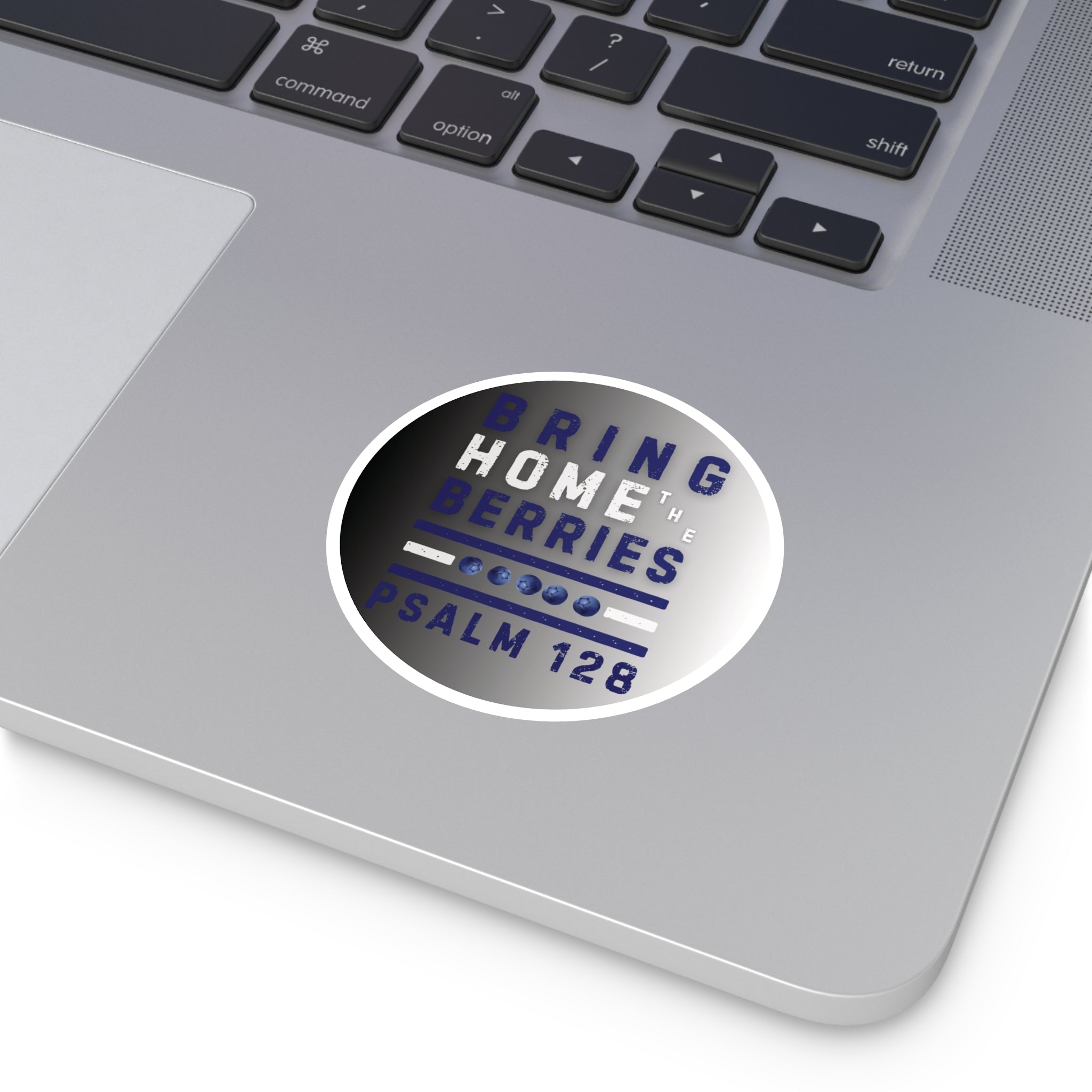 Round Sticker — BHtB PSLM 128 - WHT BLU - FADE BLK WHT