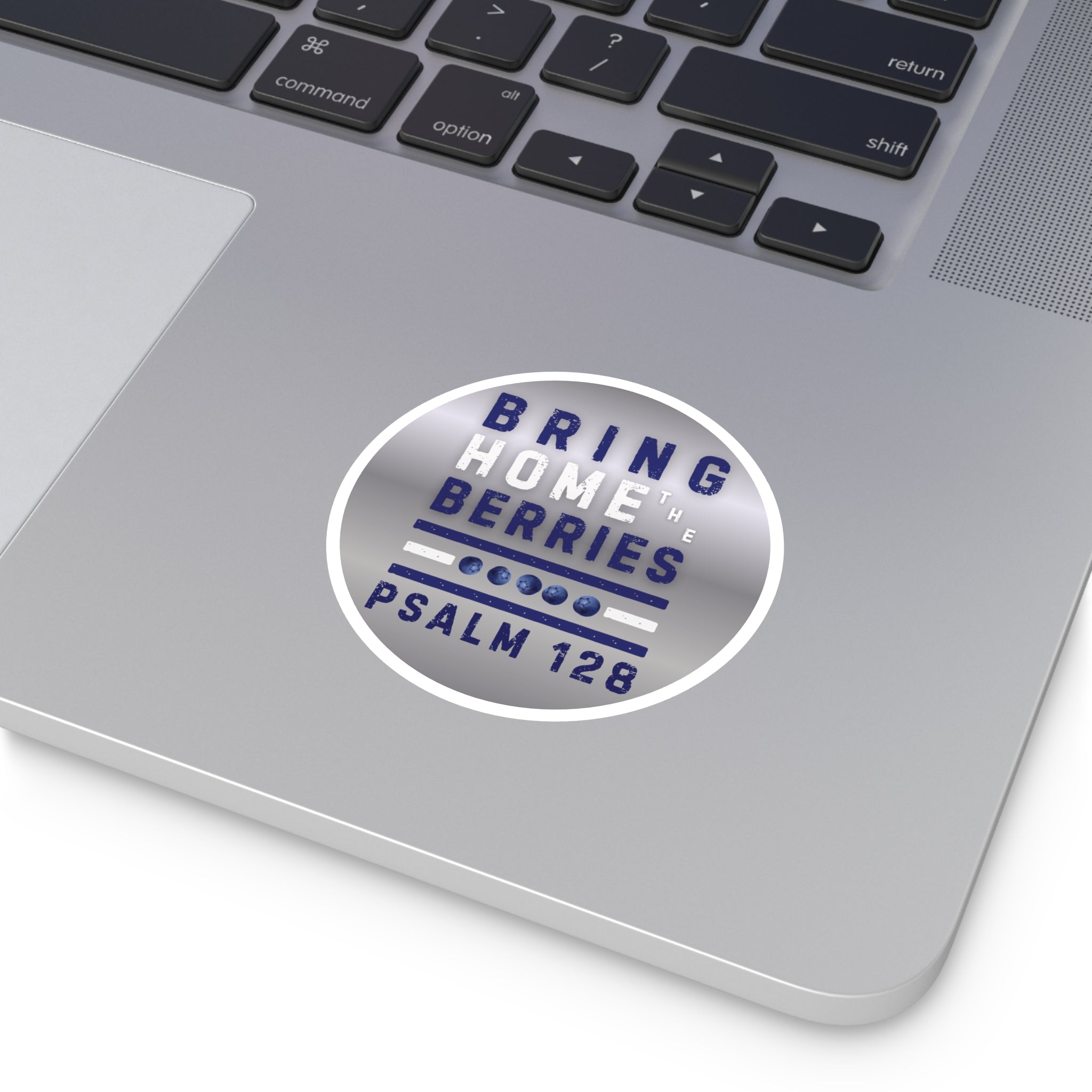 Round Sticker — BHtB PSLM 128 - WHT BLU - SLVR