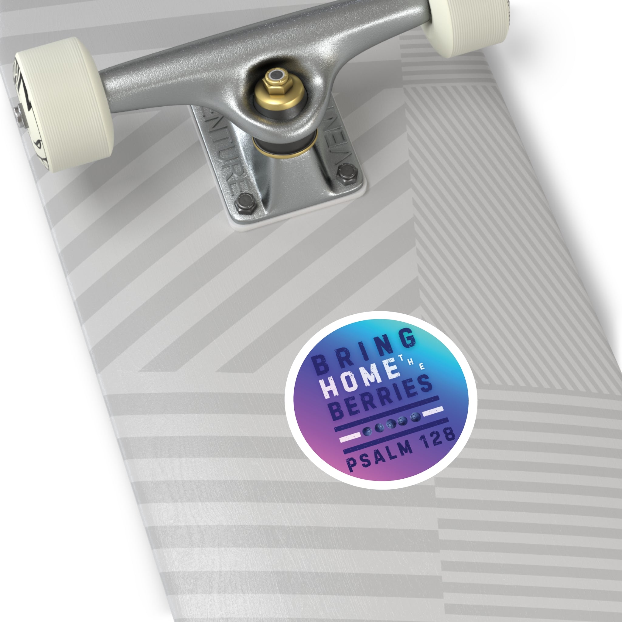 Round Sticker — BHtB PSLM 128 - WHT BLU - FD PNK BLU