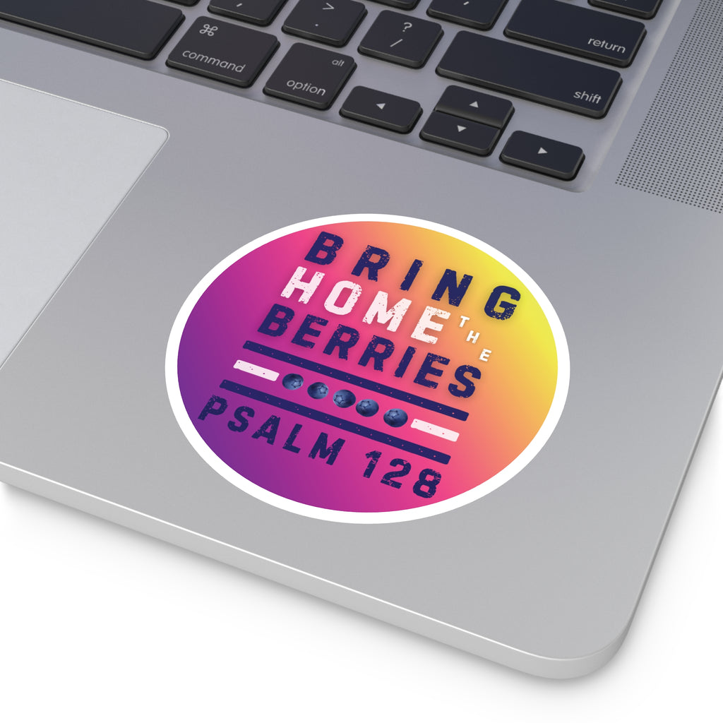 Round Sticker — BHtB PSLM 128 - WHT BLU - FD PRPL YLW