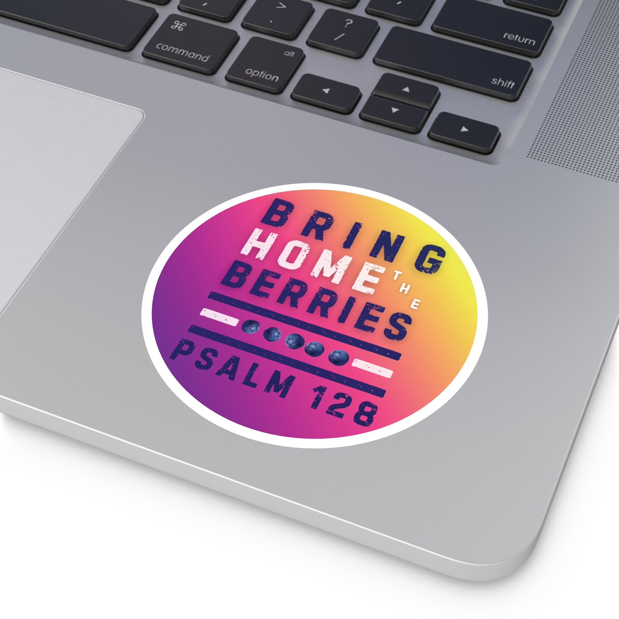 Round Sticker — BHtB PSLM 128 - WHT BLU - FD PRPL YLW