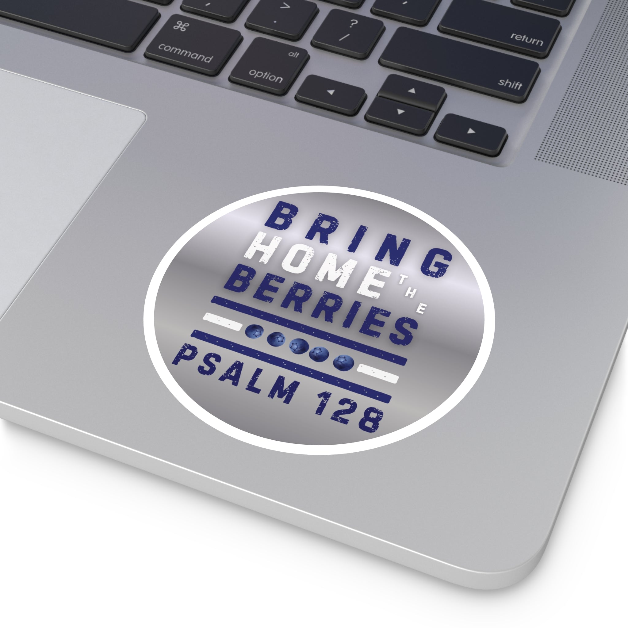 Round Sticker — BHtB PSLM 128 - WHT BLU - SLVR