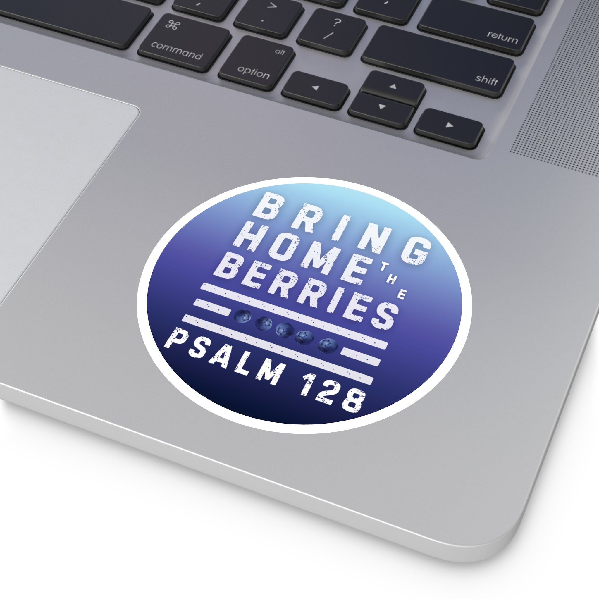 Round Sticker — BHtB PSLM 128 - WHT - FADE BLUES 2