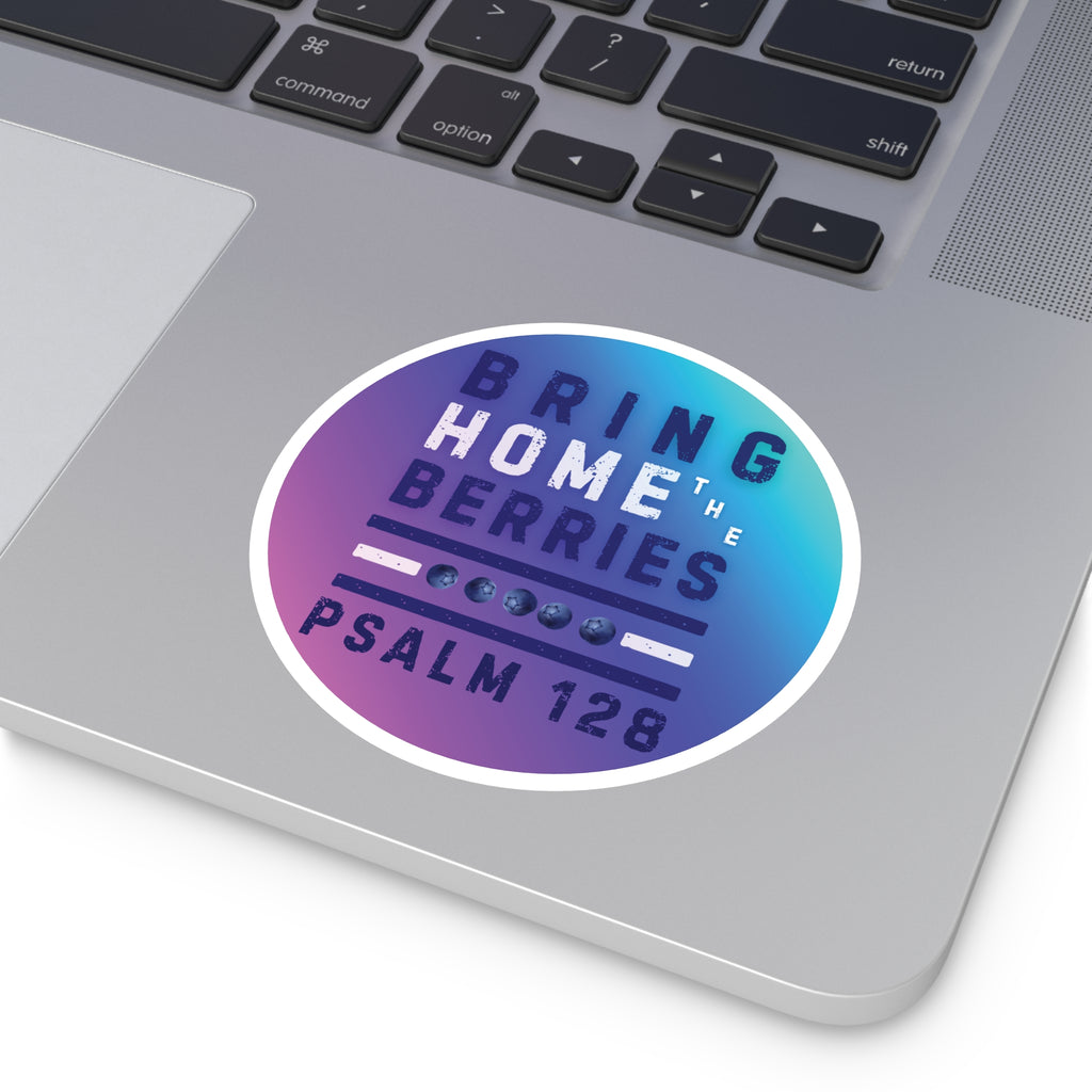 Round Sticker — BHtB PSLM 128 - WHT BLU - FD PNK BLU